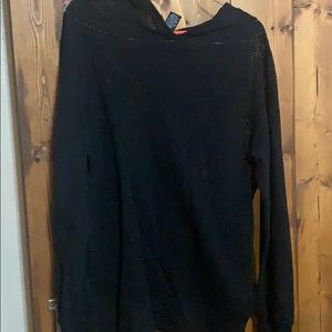 Hooded, net, long sleeve shirt